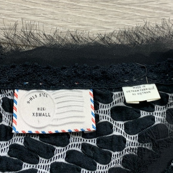 Anthropologie Postmark Black & White Top Weave Textured Top - Picture 7 of 10